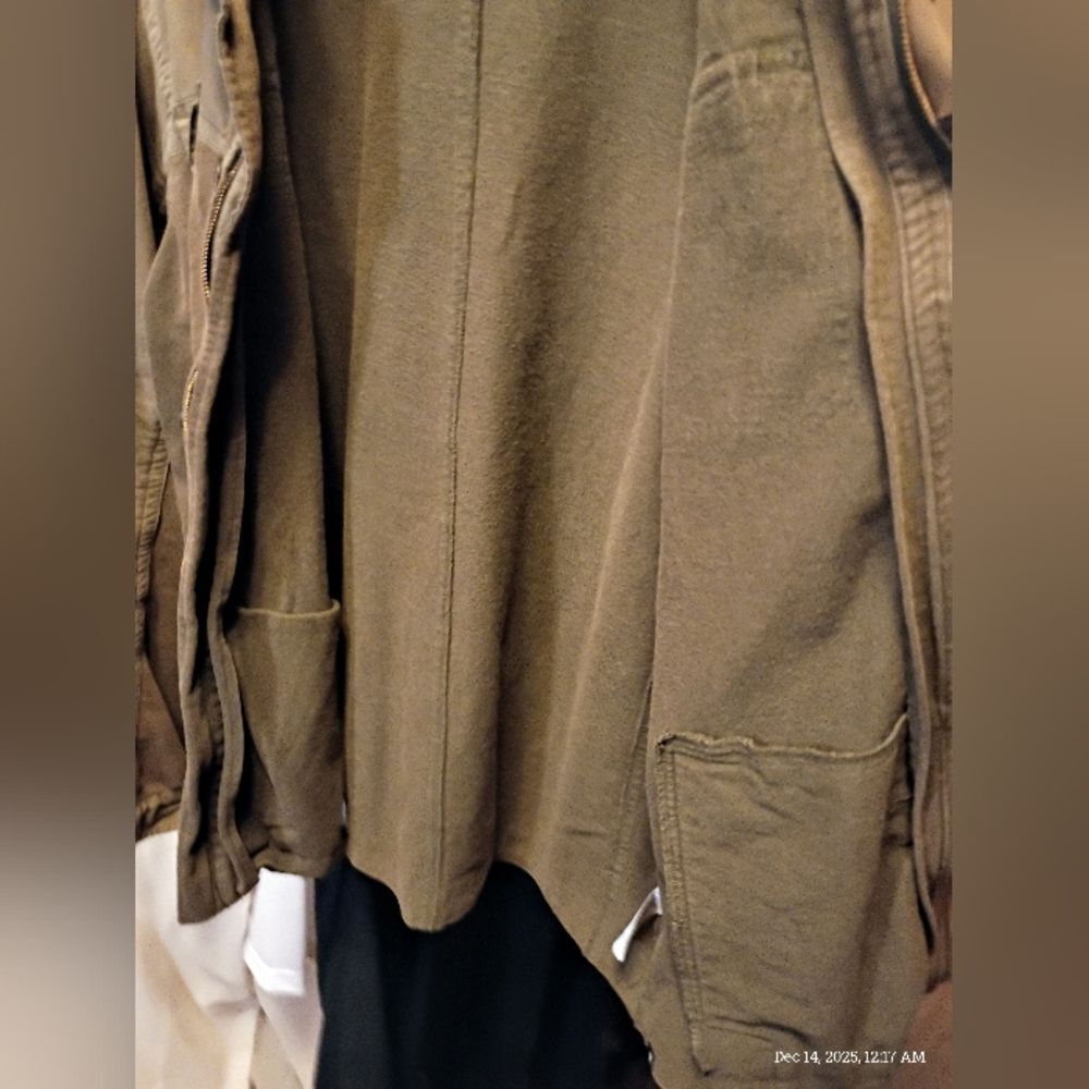 Vintage Y2K Hurley Military M-65 Field Jacket Olive Green Canvas Utility Shacket - Picture 10 of 14